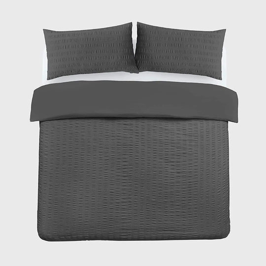 NightComfort Seer Sucker Modern Cotton Rich Duvet Cover Set with Pillowcase
