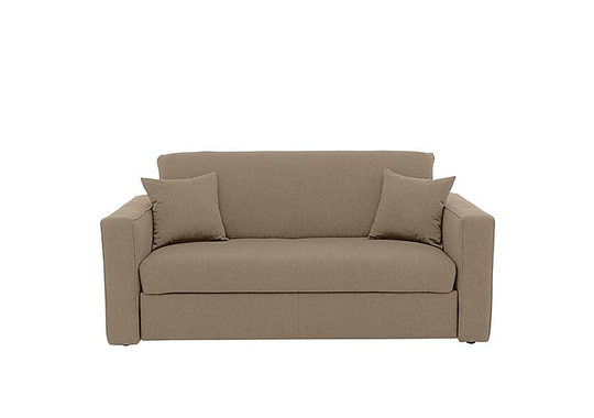 Versatile 2 Seater Fabric Sofa Bed with Box Arms - Beige