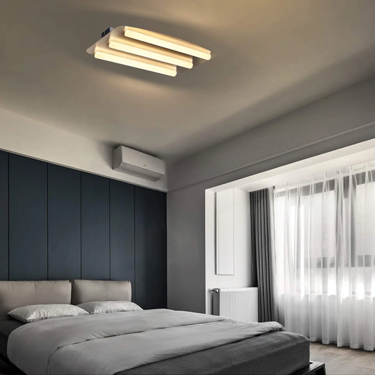 Ivy Bronx LED Ceiling Light Warm White 3000K, 3 Flame Kitchen Ceiling Lamp Stainless Steel And Acrylic, 17W Angular Living Room Lamp 48X30cm, Nickel I