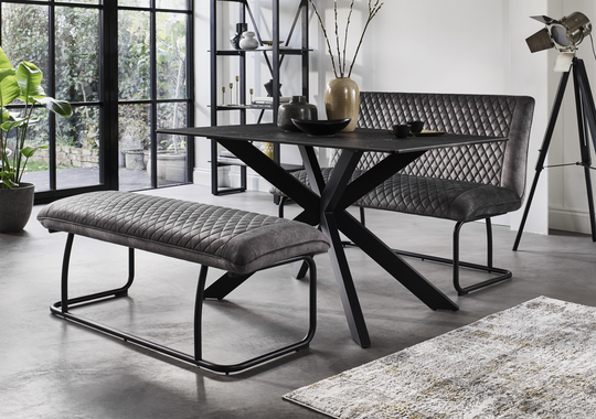Creed Small Table, High Back Bench and Low Bench Dining Set