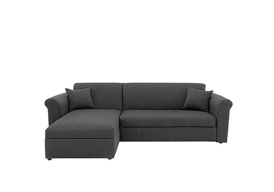 Versatile 2 Seater Fabric Chaise Sofa Bed with Storage with Scroll Arms - Grey