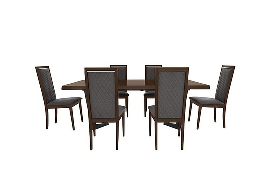 Palazzo 200cm Extending Dining Table in Dark Walnut with 6 Rombi Dining Chairs