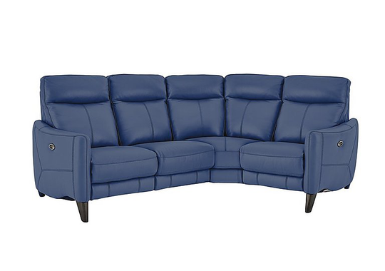 Compact Collection Petit Leather Corner Sofa - Blue- World of Leather