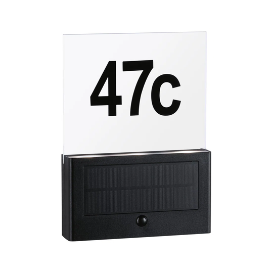 Solar LED house number light, IP44, 3000K, 20lm anthracite