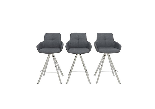 Vegas Set of 3 Faux Leather Swivel Barstools with Arms