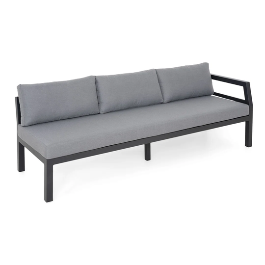 3 Seater Sofa With Right Arm Bondi L.215 L.75 H.65 Black/Grey