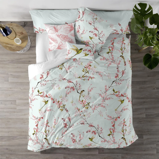 Keegan Pink/White Cotton 150 TC Traditional Duvet Cover Set