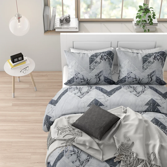 Rosetta Light Grey/Dark Grey 132 TC Reversible Duvet Cover Set