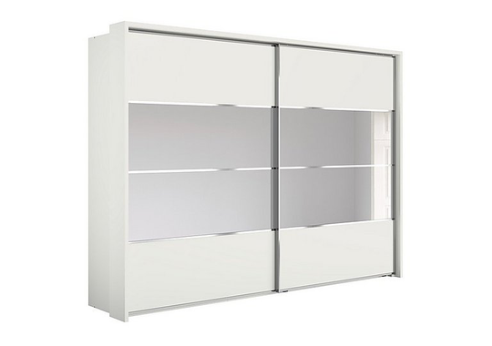 Wiemann - Oakland 310cm Sliding 2 Door Wardrobe with Passe-Partout Frame and Crystal Mirror - White