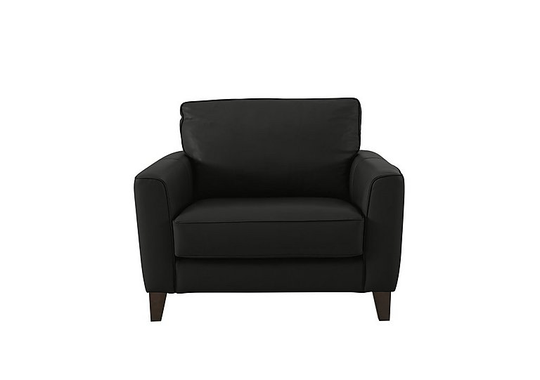 Brondby Leather Cuddle Chair - Black- World of Leather