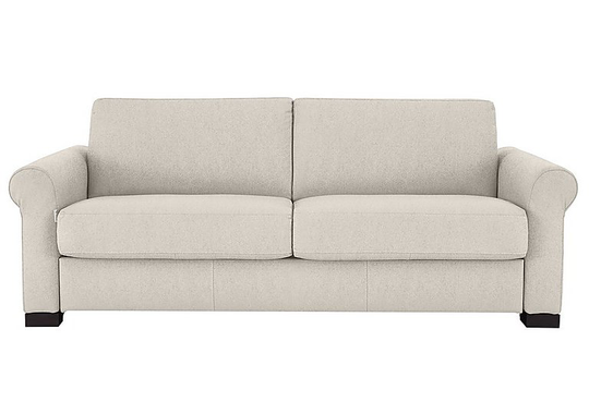 Nicoletti - Alcova 3 Seater Fabric Sofa with Scroll Arms - Beige
