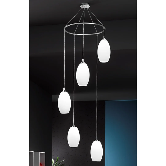 Modern Pendants 5 Light Cascade Pendant in Chrome