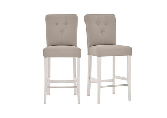 Furnitureland - Annecy Pair of Faux Leather Roll Back Bar Stools - Grey