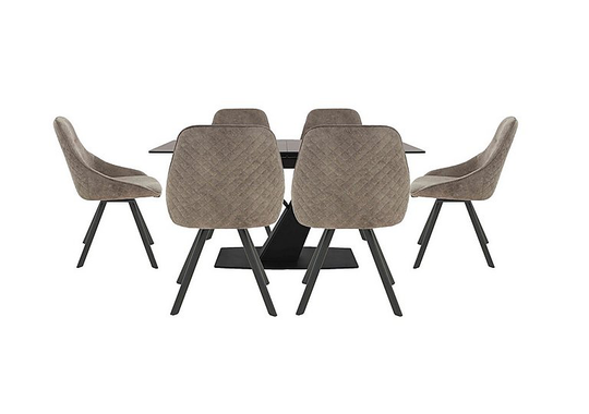 Enterprise Extending Dining Table and 6 Quilted Swivel Dining Chairs Dining Set