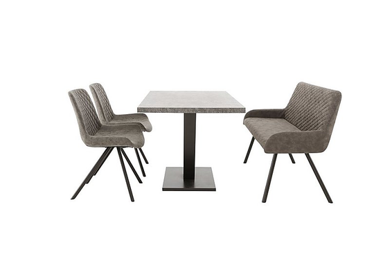 Rocket Dining Table, 2 Faux Leather Chairs and High Back Bench Dining Set