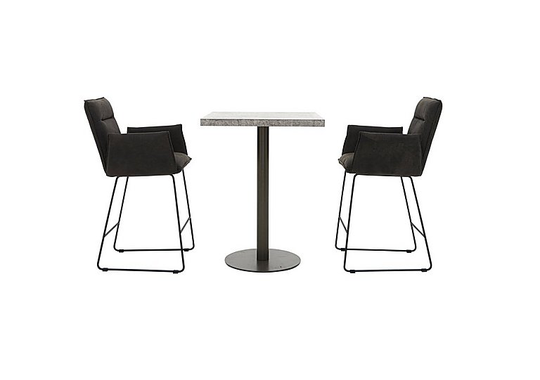 Moon Bar Table and 2 Bar Stools with Arms
