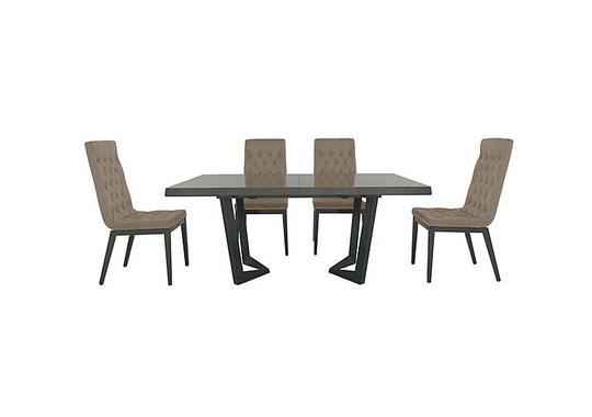 Palazzo 160cm Extending Dining Table in Silver Birch with 4 Capitonne Buttoned Dining Chairs