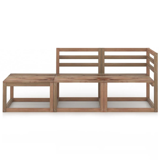 3 Pcs. Impregnated Pine Garden Sofa in Brown