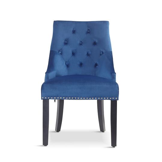 Set Of 2 Nicholas Velvet Grey Knocker Dining Chairs