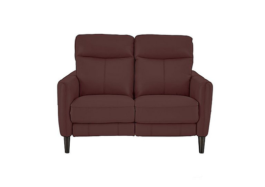 Compact Collection Petit 2 Seater Leather Power Recliner Sofa - Red- World of Leather