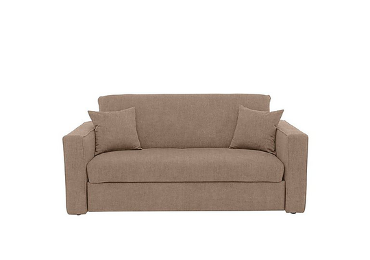 Versatile 2 Seater Fabric Sofa Bed with Box Arms - Cream