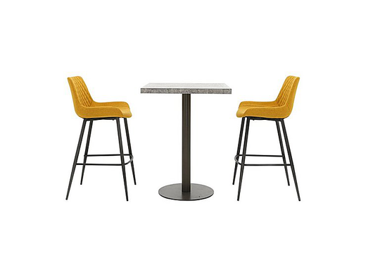 Moon Bar Table and 2 Rocket Bar Stools - Yellow
