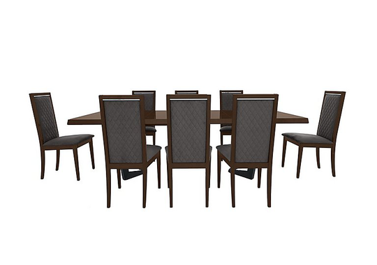 Palazzo 200cm Extending Dining Table in Dark Walnut with 8 Rombi Dining Chairs