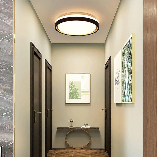 Ivy Bronx Ceiling Lamp LED Dimmable Living Room With Remote Control - 18W 30Cm Round Modern Bedroom Lamp In White And Black Gold Ceiling Lighting For