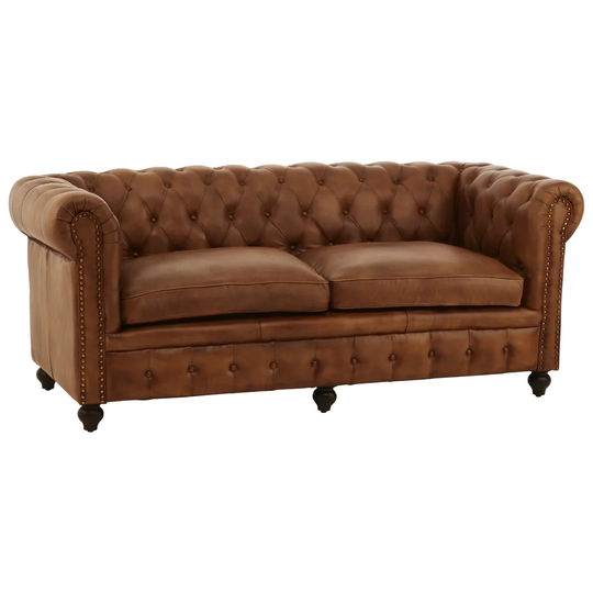 Pautah Genuine Leather 3 Seater Chesterfield Sofa