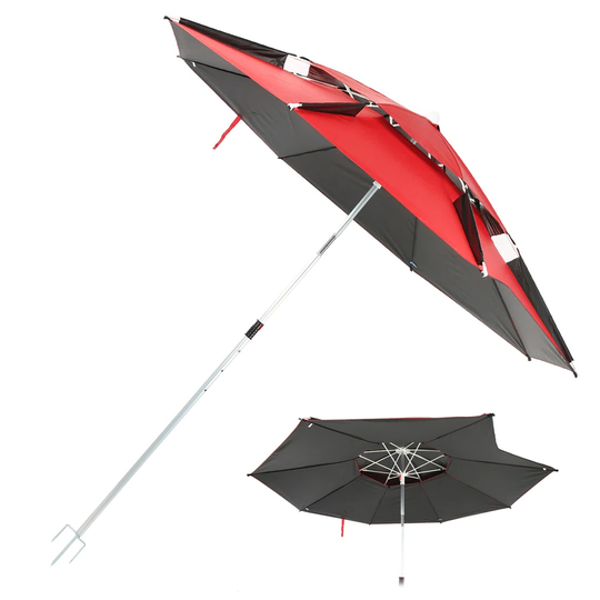360 Adjustable Fishing Sun Shade Umbrella With Stand Spike
