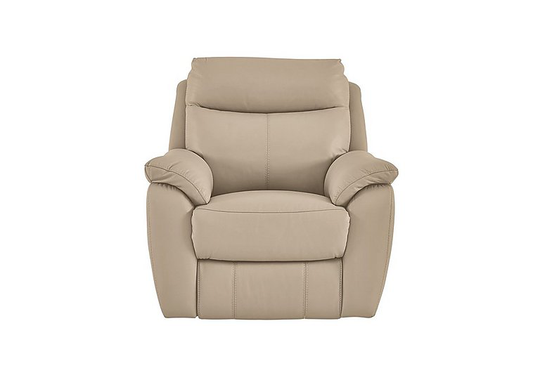Snug Leather Power Recliner Armchair - Beige- World of Leather