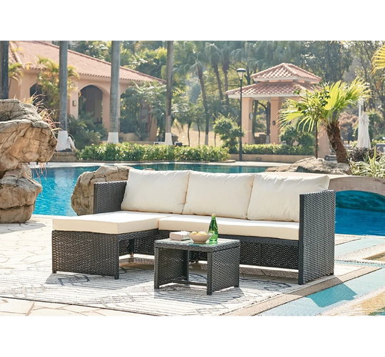 Lolanna 3 Seater Rattan Corner Sofa Set