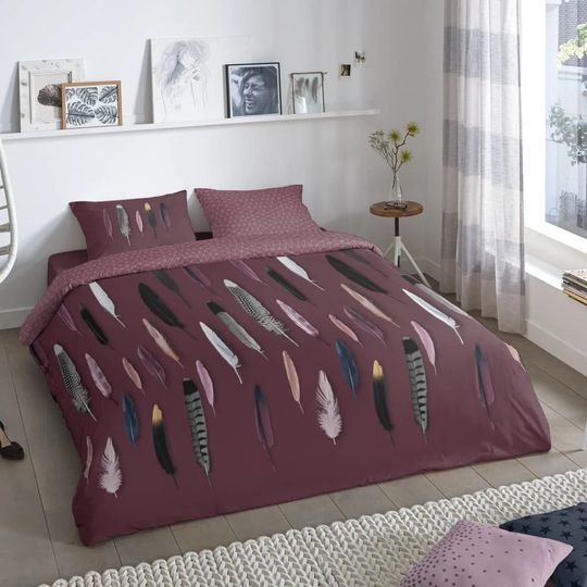 Good Morning Duvet Cover Feathers Bordeau