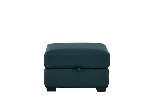 Compact Collection Petit Leather Storage Footstool - Green- World of Leather