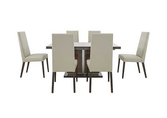 ALF - Vito Small Extending Dining Table and 6 Cream Faux Leather Dining Chairs