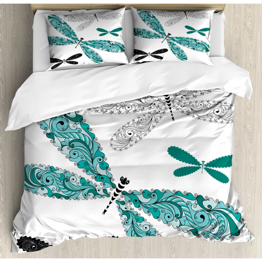 Stewartsville Turquoise/Black/White Microfiber 350 TC Modern & Contemporary Duvet Cover Set