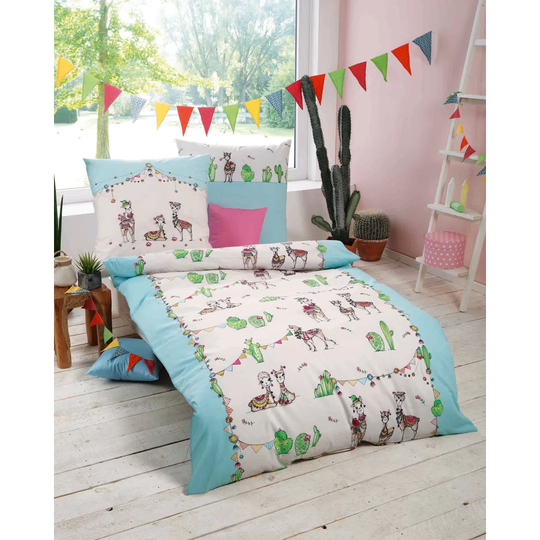 Llama Party Brushed Cotton Duvet Cover Set