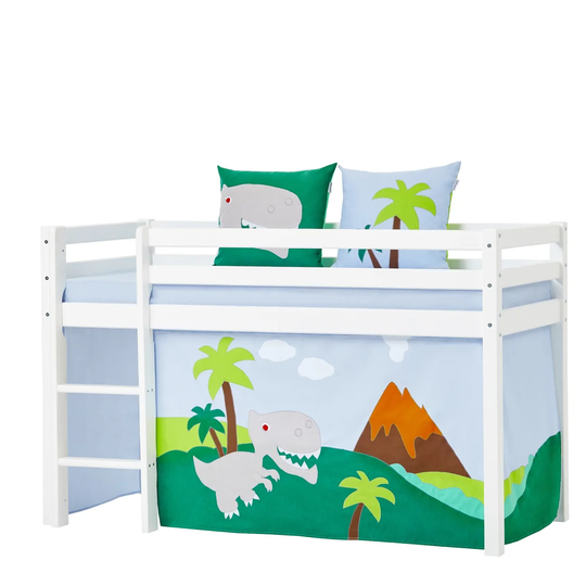 Basic Mid Sleeper Bed with Dinosaur Curtain