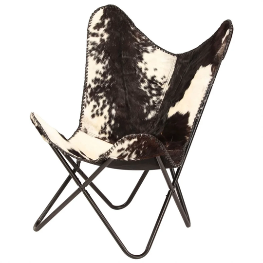 Butterfly Chair Brown And White Genuine Goat Leather
