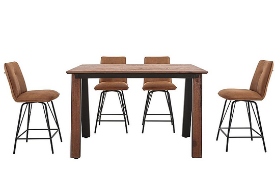 Habufa - Austin Bar Table and 4 Bar Stools - Brown