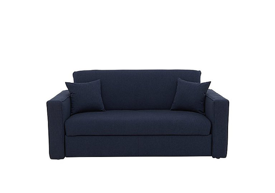Versatile 2 Seater Fabric Sofa Bed with Box Arms - Blue