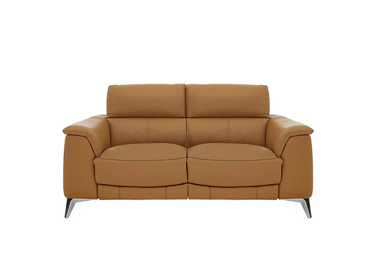 Odyssey 2 Seater Leather Recliner Sofa with Power Headrests - Yellow- World of Leather