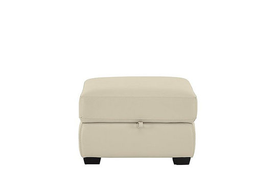 Compact Collection Petit Leather Storage Footstool - Beige- World of Leather