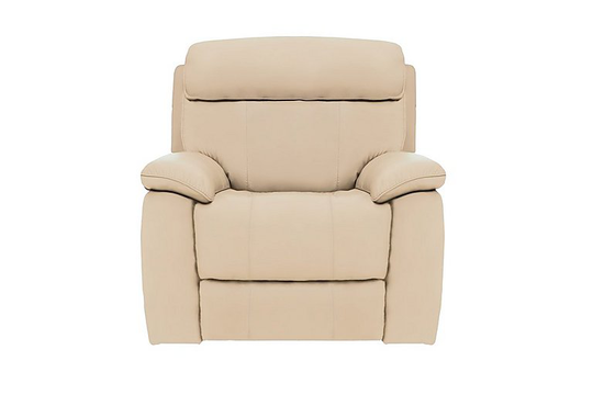 Moreno Leather Power Recliner Armchair - Beige- World of Leather