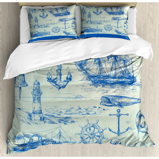 Hannah Mint/Blue Microfiber 350 TC Modern & Contemporary Duvet Cover Set