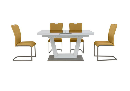 Bianco Small Extending Dining Table and 4 Chairs Dining Set - Yellow
