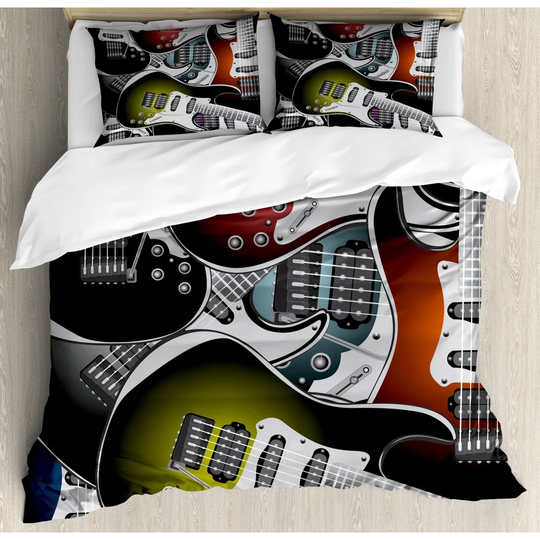 Marlys Black/Green/Orange Microfibre 350 TC Duvet Cover Set