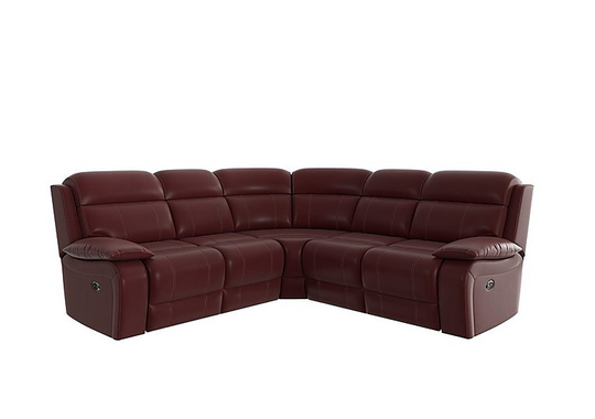 Moreno SD Leather Manual Recliner Corner Sofa - Red