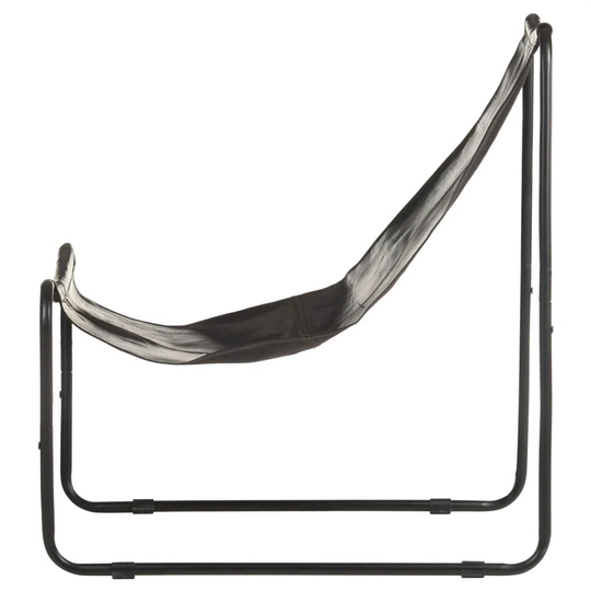 Relaxing Chair Black Real Leather