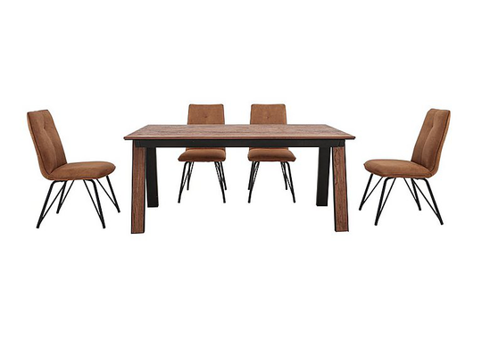Habufa - Austin Fixed Dining Table and 4 Chairs - 200-cm - Brown